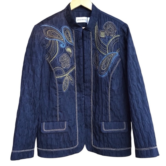 Alfred Dunner Navy Embroidered Jacket NEW - Picture 1 of 7